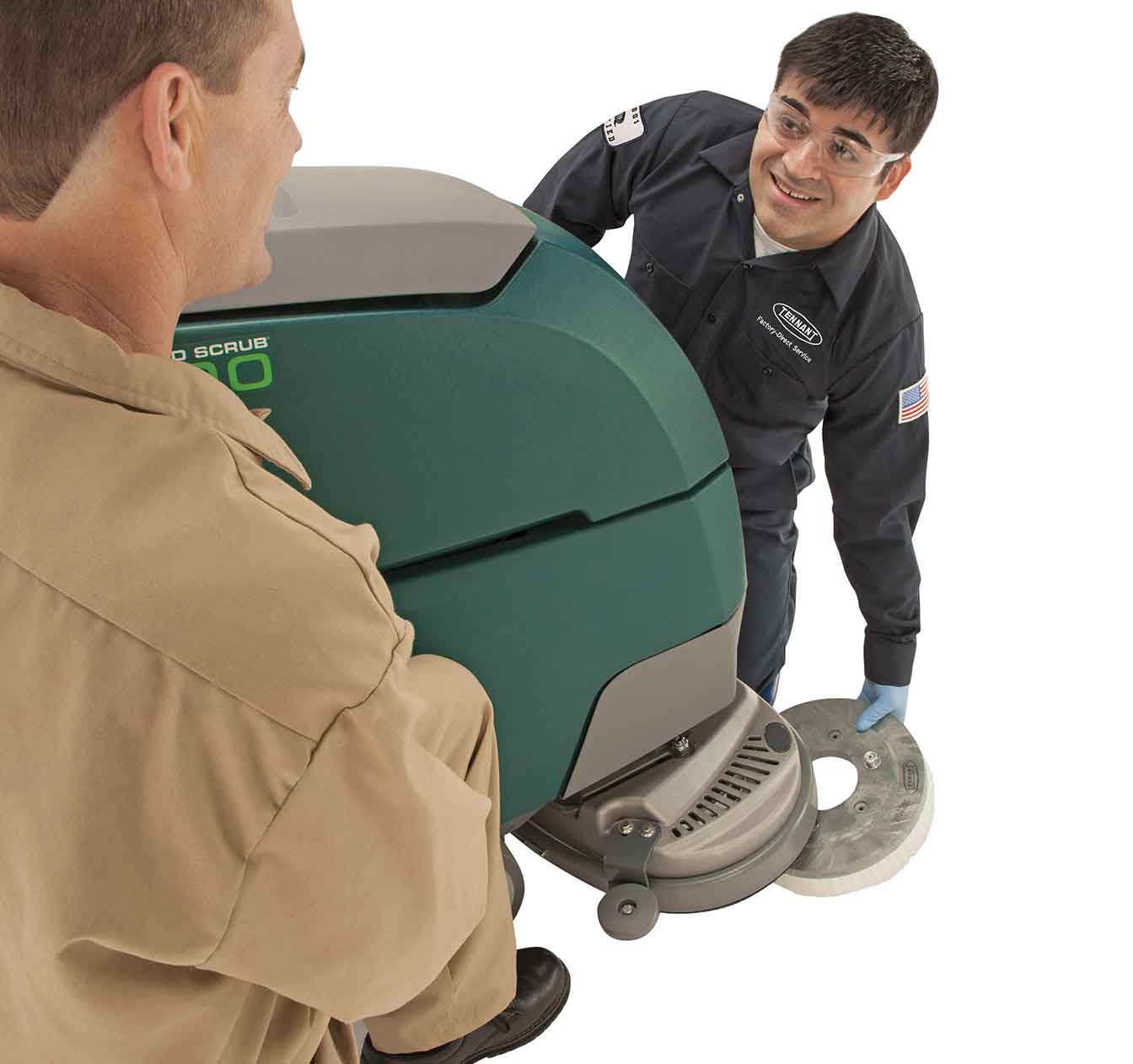 Technicien Tennant qui entretient une machine de Nobles